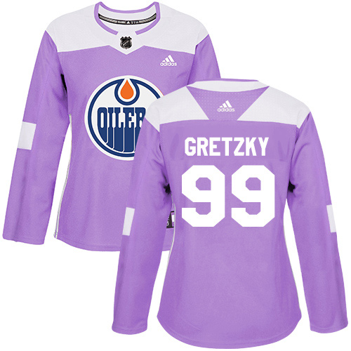 Adidas Oilers #99 Wayne Gretzky Purple Authentic Fights Cancer Women's Stitched NHL Jersey - Click Image to Close